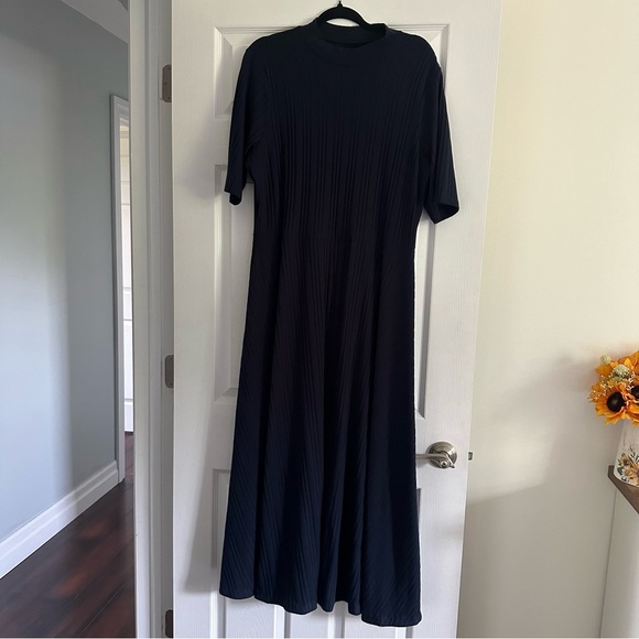Size 1X George Navy Blue High Neck Ribbed Midi Dress - Picture 3 of 6